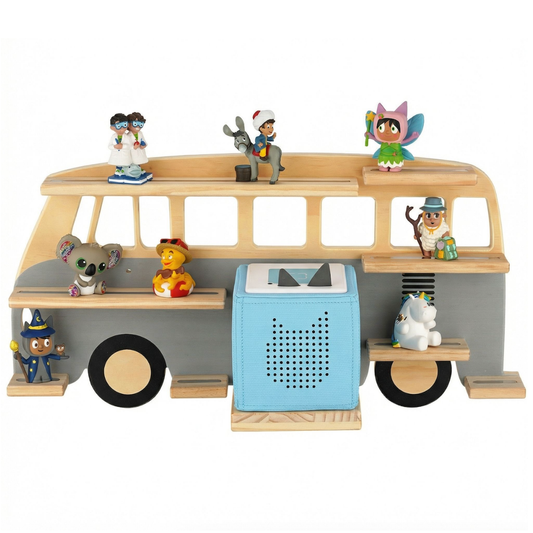 Goldie Bus - Tonieregal für Toniebox & bis zu 32 Figuren | Grau