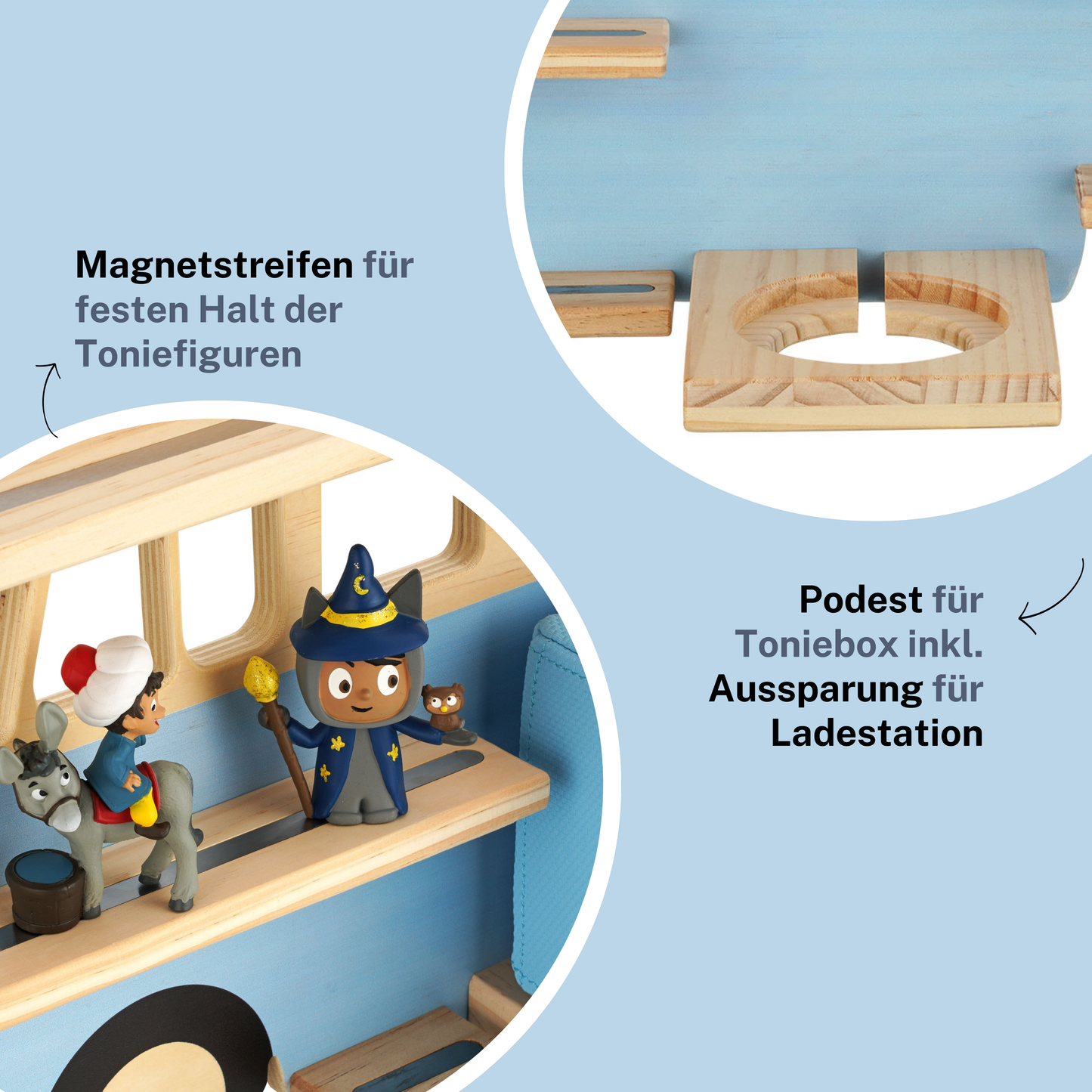 Goldie Bus - Tonieregal für Toniebox & bis zu 32 Figuren | Blau